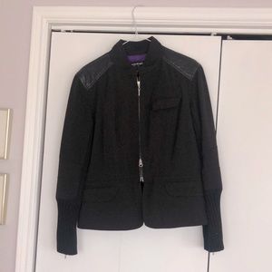 2 piece skirt & jacket. Knit &faux leather details